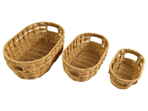 Custom-made Paper Cord Baskets Set of 3 with Cut-Out Handles